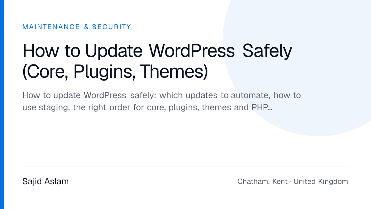 Safe WordPress update process from backup to staging to live