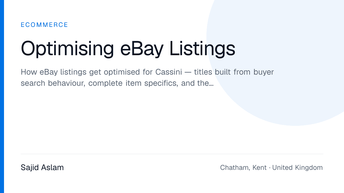 eBay listing structure optimised for Cassini search