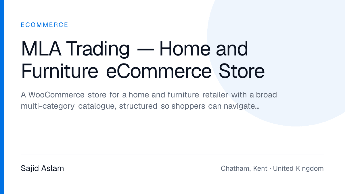 MLA Trading home and furniture store category architecture