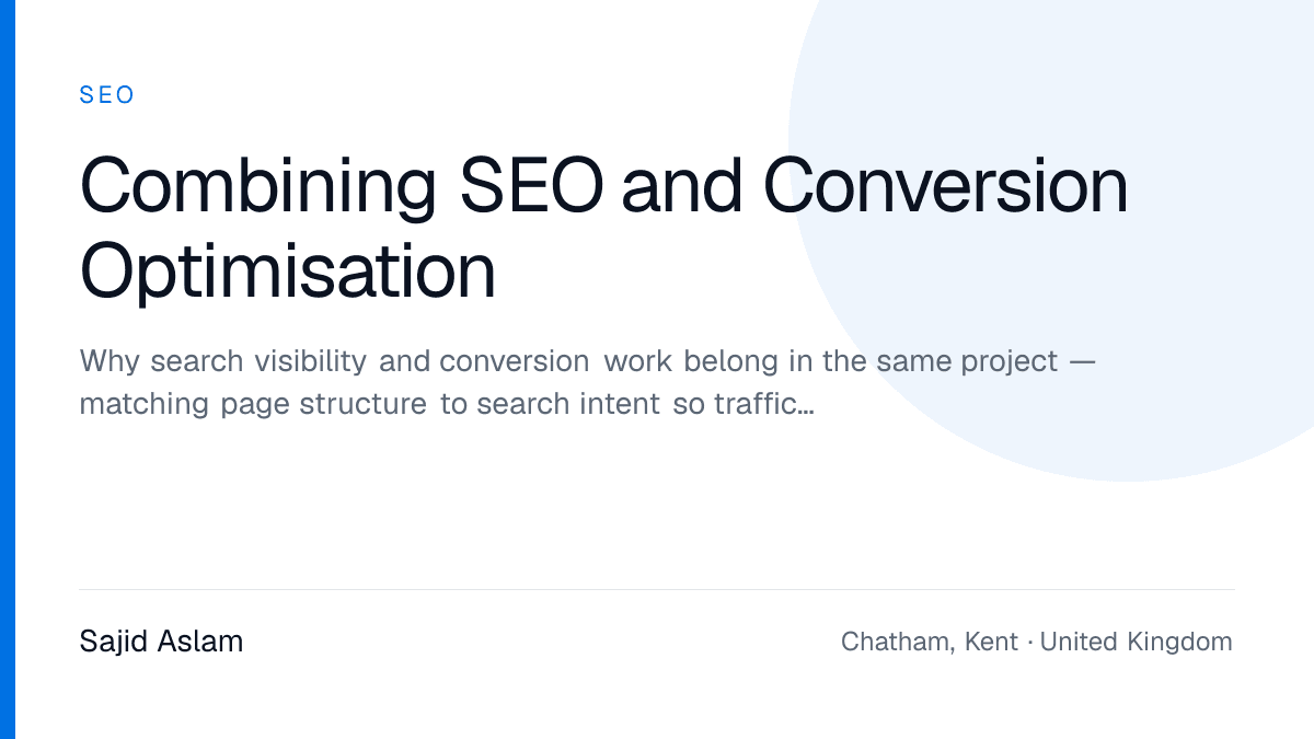 Search intent mapped onto page structure and conversion path