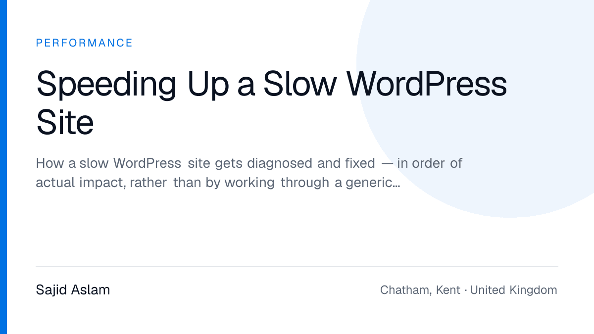 Ordered diagnosis of a slow WordPress website